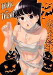 1girl alternate_costume black_hair cosplay halloween impossible_clothes jebi komi-san_wa_komyushou_desu komi_shouko long_hair revealing_clothes semi_nude