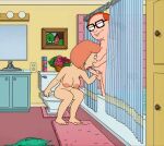 bathroom family_guy fellatio funny gif guido_l lois_griffin mort_goldman red_hair shower toilet tongue