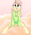 aqua_eyes cloud cum cumshot cutie_mark equid equine facial fluttershy fluttershy_(mlp) friendship_is_magic green_eyes hasbro horse my_little_pony no_panties pegasus pink_mane pink_tail sweater thoodie yellow_body yellow_fur