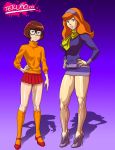 daphne_blake gradient_background purple_background scooby-doo tagme tekuho_(artist) velma_dinkley