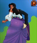 black_hair brown_skin dat_ass disney earrings embarrassed esmeralda gigantic_ass green_eyes hourglass_figure large_breasts nightmarexbx the_hunchback_of_notre_dame