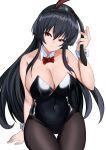 1girl akame_(akame_ga_kill!) akame_ga_kill! alluring black_hair bunny_outfit cleavage long_hair red_eyes tian_kazuki