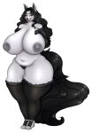 1girl big_ass big_breasts black_fur canine grey_skin mightyena tail