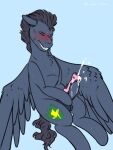 1girl closed_eyes cum_on_penis cumshot feral masturbation masturbation my_little_pony oc original_character pegasus solo_focus solo_male stallion sweating teeth_clenched