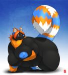  big_breasts black_fur blue_nipples blue_nose blush breasts chubby cute fat female fur furry gillpanda nipples obese orange_fur overweight 