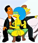 big_penis bottomless breasts butt_plug carl_carlson erect_nipples erection handjob high_heels lenny_leonard marge_simpson no_panties squatting stockings the_simpsons