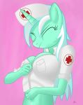  + 1girl 2013 anthro breasts cleavage closed_eyes clothing equine female friendship_is_magic hair hat headgear horn horse kasaler lyra lyra_(mlp) my_little_pony nurse nurse_costume nurse_uniform pony shirt solo struggle two_tone_hair unicorn zip zipper 