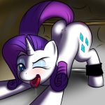  ass_up bdsm bent_over blue_eyes bondage caning drool equine eyes female feral friendship_is_magic hair horse kloudmutt my_little_pony one_eye_closed pony purple_hair rarity_(mlp) saliva spanking spreader_bar tail tongue tongue_out unicorn whip_marks 