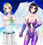 2_girls alluring angel_(tekken) angel_wings black_hair blonde_hair holding_hands namco night_sky ooze purple_goo stars tekken tekken_2 tekken_tag_tournament tekken_tag_tournament_2 unknown_(tekken) yellow_eyes