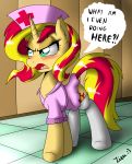 blushing friendship_is_magic my_little_pony nurse sunset_shimmer ziemniax