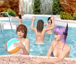 3d 5girls alluring ayane ayane_(doa) dead_or_alive hitomi hitomi_(doa) kasumi kasumi_(doa) kokoro kokoro_(doa) lei_fang multiple_girls pool siblings silf silfs sisters swimming_pool swimsuit tecmo