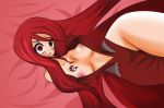 bad_proportions big_breasts breasts cleavage fairy_tail flare_corona highres large_breasts lucky-jj nipples red_eyes red_hair solo tattoo tattooed_breast wide_hips