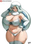 1girl 2022 batako big_breasts bikini blonde_hair blue_eyes breasts clothed_female curvy female_focus female_only hand_on_hip hat high_res hips huge_breasts insanely_hot light-skinned_female light_skin long_hair looking_at_viewer massive_breasts mature mature_female melony_(pokemon) milf nintendo patreon patreon_paid patreon_reward pokemon pokemon_ss seductive sexy sexy_body sexy_breasts sexy_hips sexy_pose smile solo_female solo_focus tagme thick_thighs thighs video_game_character video_game_franchise video_game_milf voluptuous white_bikini wide_hips