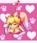 ;p all_fours animal_ears aqua_eyes ass bell blonde_hair blush breast_press breasts cat_ears cat_tail cleavage crown earrings gloves heart jewelry neko nintendo one_eye_closed princess_peach sigurd_hosenfeld sigurdhosenfeld solo super_mario_3d_world super_mario_bros. tail tongue tongue_out top-down_bottom-up wink