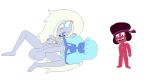 3futas barefoot blue_hair blue_skin breasts futa futanari_on_futanari gemstone grey_hair grey_skin opal_(steven_universe) red_hair red_skin ruby_(steven_universe) sapphire_(steven_universe) small_breasts steven_universe