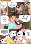 101_dalmatians anita_radcliffe babe bad-pingo big_breasts breasts cleavage comic couch disney inusen kissing legs milffur perdita pillow pongo roger_radcliffe smile text