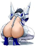  1girl 1girl ass ass_focus bakka bakkanki black_hair boots butt_crack from_behind gloves high_heel_boots high_heels high_res huge_ass junketsu kill_la_kill kiryuuin_satsuki long_hair revealing_clothes squatting stockings thigh_high_boots 