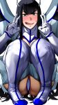 1girl bakkanki big_breasts black_hair blush clothed_female double_v female_focus kill_la_kill kiryuuin_satsuki long_hair tagme teen v