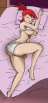 areola areola_slip areolae areolae_slip ass bed bedroom big_breasts blanket breasts closed_eyes eyelashes foster's_home_for_imaginary_friends frankie_foster invadergz jojocoso pillow red_hair shiny shiny_skin sleeping