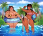 1girl 2_girls bbw beli_lapran breasts chel cherbit cleavage dark-skinned_female dark_skin female_only huge_breasts overweight plump slightly_chubby the_road_to_el_dorado thick_thighs wide_hips