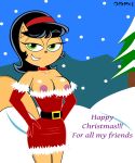 belt breasts cat christmas collar darkdpx3 elbow_gloves feline female gloves holidays kitty_katswell looking_at_viewer snow t.u.f.f._puppy topless