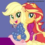 applejack applejack_(eg) assjob equestria_girls hotdogging pajamas ponetan sunset_shimmer tagme young_adult