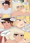 1boy 2_girls blonde_hair blue_eyes brown_eyes brown_hair comic cum cum_on_face green_eyes jackie_lynn_thomas kath_hawkins marco_diaz star_butterfly star_vs_the_forces_of_evil