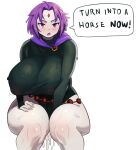  1girl belt cape cloak dc_comics female_masturbation huge_breasts leotard masturbation meme nipples rachel_roth raven_(dc) slothboi teen_titans tight_clothing 