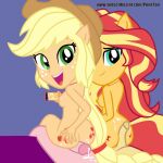  applejack applejack_(eg) equestria_girls nude ponetan sunset_shimmer tagme young_adult 