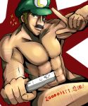 1boy luigi muscles nintendo super_mario_bros. wii