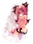  1girl animal_ears bad_id blush braid breasts cat_ears cat_tail female flat_chest kaenbyou_rin long_hair nude pubic_hair red_eyes red_hair ribbon ribbons rin_kaenbyou solo tail touhou usoneko 