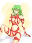  1girl bococho breasts female green_hair kazami_yuuka kirisaki_byakko kitsunebi naked_ribbon nude red_eyes ribbon ribbons sitting slender_waist smile solo touhou youkai yuka_kazami 