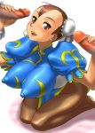  ass big_breasts big_penis bosoms breasts brown_eyes capcom chun-li cosine hair handjob lipstick milf multiple_big_penises multiple_penises nipples penis street_fighter 