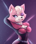 1girl alluring anthro bodysuit cleavage katt_monroe missmccloud64 nintendo pink_fur star_fox star_fox_lylat_wars violet_eyes