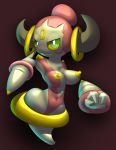 1girl anthro breasts hoopa nipple pokemon rings smile