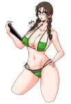  1girl 1girl alluring big_breasts big_breasts big_breasts bikini braided_hair braided_twintails curvaceous curvy curvy_body curvy_female curvy_figure escape1111 glasses green_bikini julia_chang namco tekken tekken_tag_tournament_2 voluptuous 