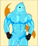 1boy 1girl abs blue_skin epic_games erect_penis erection fingerless_gloves fortnite muscle muscular muscular_male nipples nude nude_male penis rippley rippley_(fortnite) slime slime_boy wink