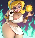  1boy big_breasts blonde_hair blue_eyes dat_ass emmabrave eris_(billy_&amp;_mandy) gigantic_ass grim_(billy_&amp;_mandy) skull the_grim_adventures_of_billy_and_mandy 