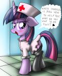  eyelashes friendship_is_magic horn my_little_pony nurse open_mouth purple_eyes text twilight_sparkle_(mlp) ziemniax 