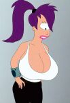  ai_generated breast_expansion crop_top futurama leggings massive_breasts thighs turanga_leela 