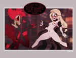 alastor_(hazbin_hotel) black_sclera blonde_hair blush charlie_morningstar_(hazbin_hotel) clothed_male_nude_female fanon_couple hazbin_hotel red_hair restrained tentacle_sex vaginal_object_insertion