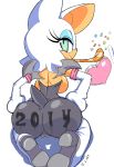  2014 anthro ass ass_text bat big_ass big_breasts breasts cloudz female furry most_body rouge_the_bat sega solo sonic_(series) topless wings 