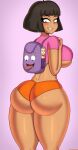  1girl aged_up ass ass_focus backpack_(dora_the_explorer) backsack big_ass big_breasts big_butt black_hair breasts butt cleavage clothed clothing crop_top dark-skinned_female dark_skin dat_ass dora_marquez dora_the_explorer drunkavocado female female_only large_ass large_breasts latina looking_back map_(dora_the_explorer) mexican minishorts nick_jr. nickelodeon olive_skin short_hair shorts simple_background smile solo solo_female standing tagme thick_thighs underboob voluptuous wide_hips 