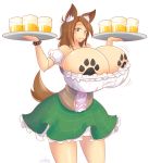 1girl agawar beer big_breasts breasts chubby skirt