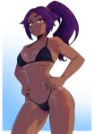 1girl big_breasts bikini black_bikini black_panties bleach breasts dark-skinned_female dark_skin dashi_art female_only long_hair mature_female panties pervert pervert_female sexually_suggestive shihouin_yoruichi