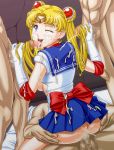 1_girl 1girl 3_boys 3boys apple_pie_(artist) bishoujo_senshi_sailor_moon blonde blonde_hair blue_eyes blue_skirt blush censored choker clothed_female_nude_male cum cum_inside cum_on_back cum_on_clothes cum_on_skirt dark-skinned_male dark_penis double_handjob elbow_gloves foursome gangbang gloves group_sex hairjob handjob interracial long_blonde_hair long_hair multiple_penises one_eye_closed onoe penis sailor_moon serafuku sex skirt tiara torn_clothes tsukino_usagi usagi_tsukino vaginal