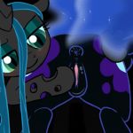 animated anus black_fur blue_hair butt buttercup_saiyan buttercup_saiyan_(artist) changeling cutie_mark duo equine female friendship_is_magic fur gif green_eyes green_hair grey_fur hair horse mittsies my_little_pony nightmare_moon pony pussy queen_chrysalis tiarawhy