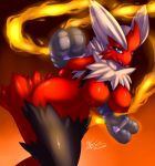  2013 3_fingers avian bent_over big big_breasts bird black_background black_fur blaziken blaziken_(pokemon) blue_eyes breasts bursyamo_(pokemon) butt chicken claws creatures_(company) female fire fist fur game_freak gen_3_pokemon grey_skin hi_res looking_at_viewer mega_blaziken mega_evolution mn_xenx mnxenx001 multicolored_fur nintendo nipples non-mammal_breasts nude open_mouth orange_background plain_background pokemon pokemon_(anime) pokemon_(creature) pokemon_(game) pokemon_(species) pokemon_rse pokemon_ruby_sapphire_&amp;_emerald pokemorph pose raised_arm raised_leg red_fur red_skin shiny skin solo standing talons tongue video_games white_eyes yellow_sclera 