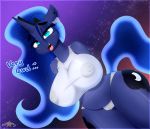 1_female 1_girl 1girl 2020 anthro anthrofied big_breasts breasts clothing cosmic_hair dialogue digital_media_(artwork) equid ethereal_hair female female_anthro female_only friendship_is_magic furry hasbro horn huge_breasts looking_at_viewer mammal my_little_pony n0nnny princess_luna princess_luna_(mlp) pseudo_hair solo standing tail winged_unicorn wings