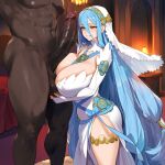  1boy 1boy1girl 1girl absurdly_large_cock ai_generated azura_(fire_emblem) bedroom big_breasts big_penis blue_hair blush breasts cleavage clothed_female cock_shock dark-skinned_male fat_man fire_emblem fire_emblem_fates grin happy holding_balls holding_penis huge_breasts huge_cock imminent_domination imminent_oral imminent_penetration imminent_sex interracial larger_male light-skinned_female looking_at_penis lucyla male muscular muscular_male nude_male penis penis_awe precum sex size_difference smile standing straight yellow_eyes 